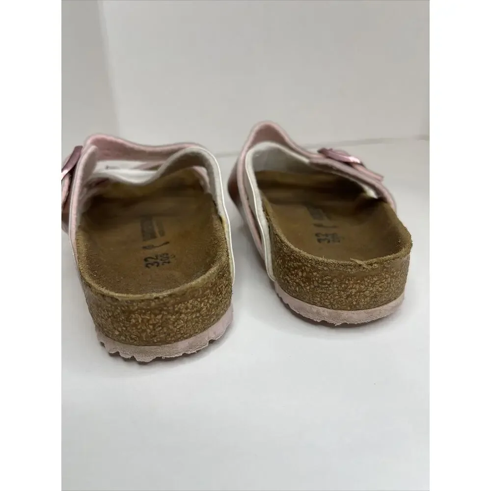 Birkenstock Size 32 205 Kids 1-1.5 Sandals Rose Gold White Birko flor